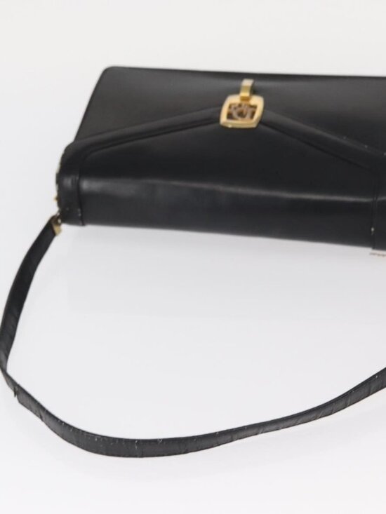 Authentic Christian Dior Shoulder Bag Leather Black Gold - Picture 14 of 16